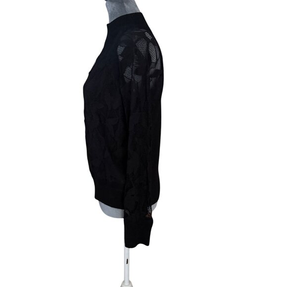 Rag & Bone Womens Black Lace Sleeve Pullover Sweater Size S - Picture 2 of 7